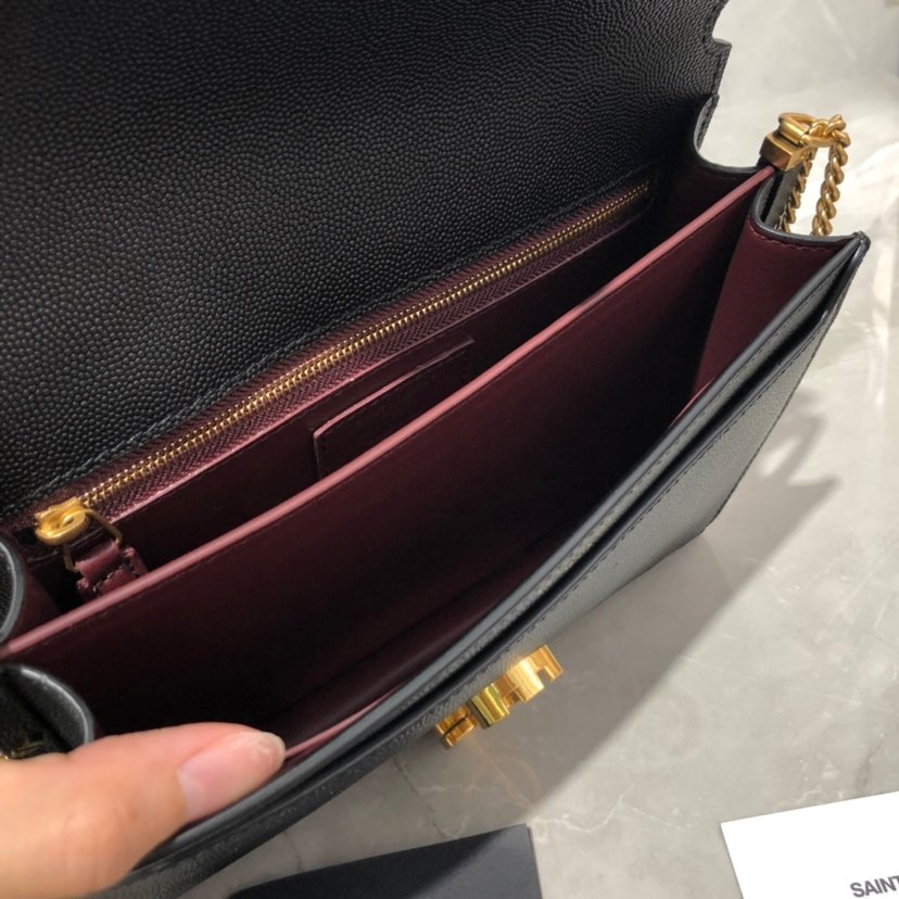 Y51 Sa1nt Lau*nt Cassandra Clasp Bag Caviar