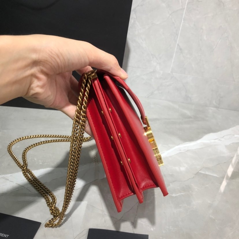 Y51 Sa1nt Lau*nt Cassandra Clasp Bag Red