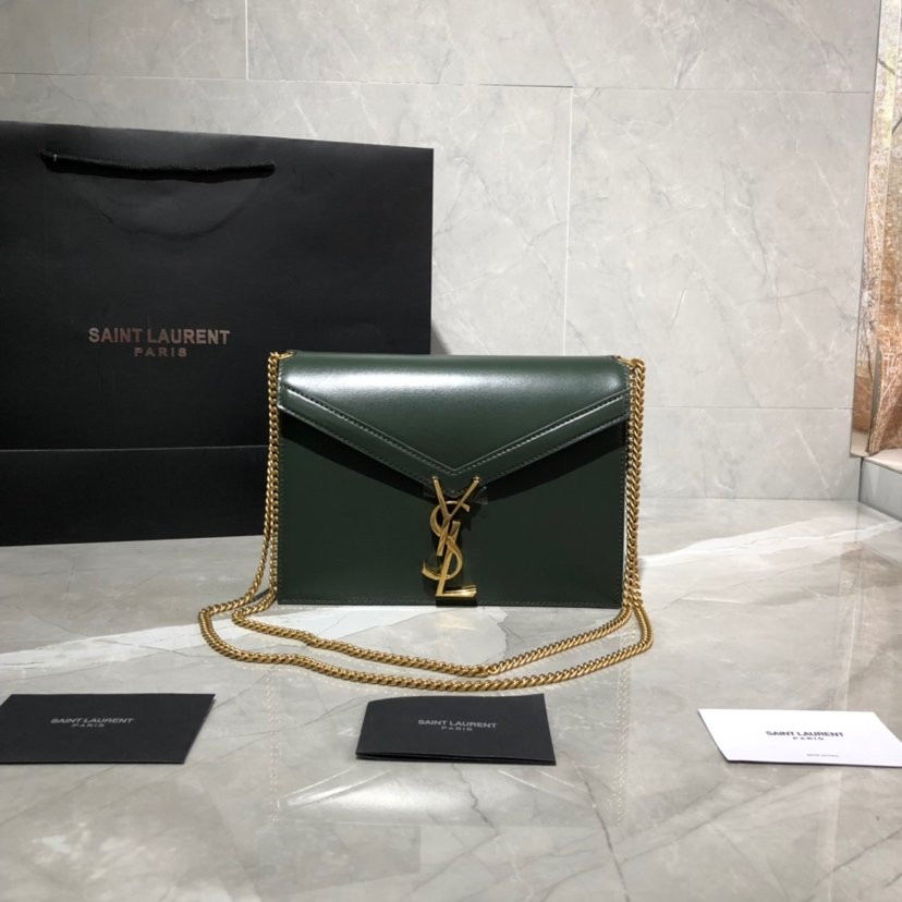 Y51 Sa1nt Lau*nt Cassandra Clasp Bag Green