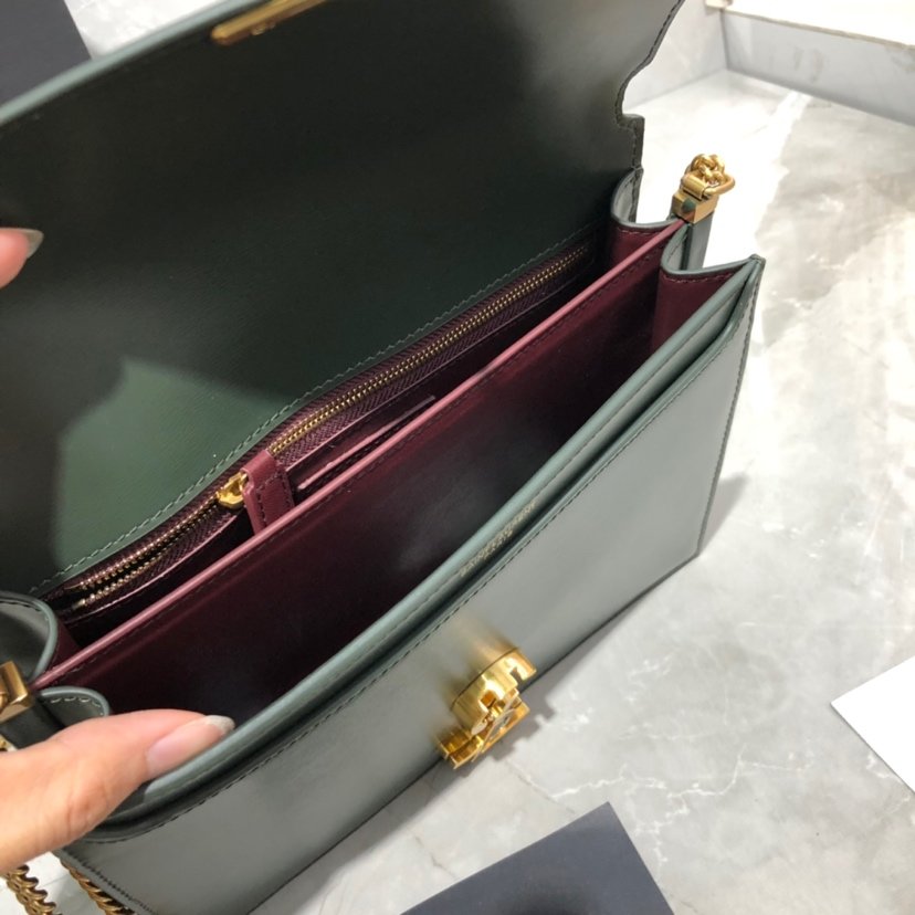 Y51 Sa1nt Lau*nt Cassandra Clasp Bag Green