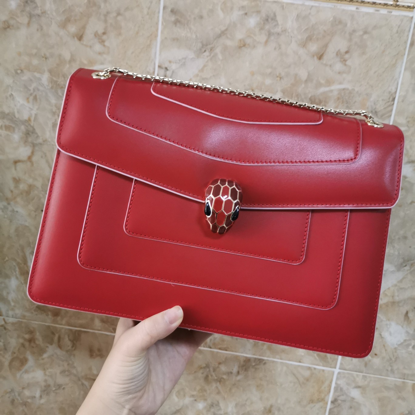 Bvlga Serpenti in Love Bag 27cm red