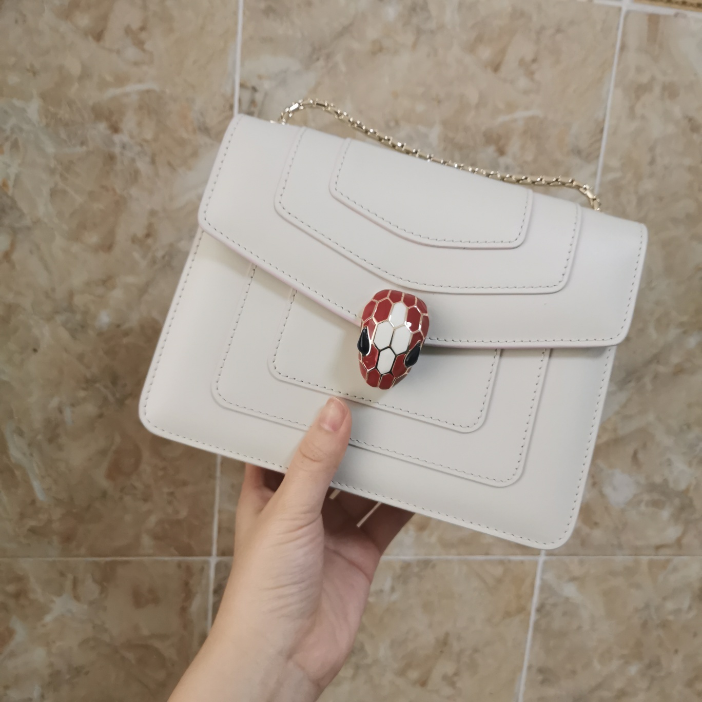 Bvlga Serpenti in Love Bag 20cm white