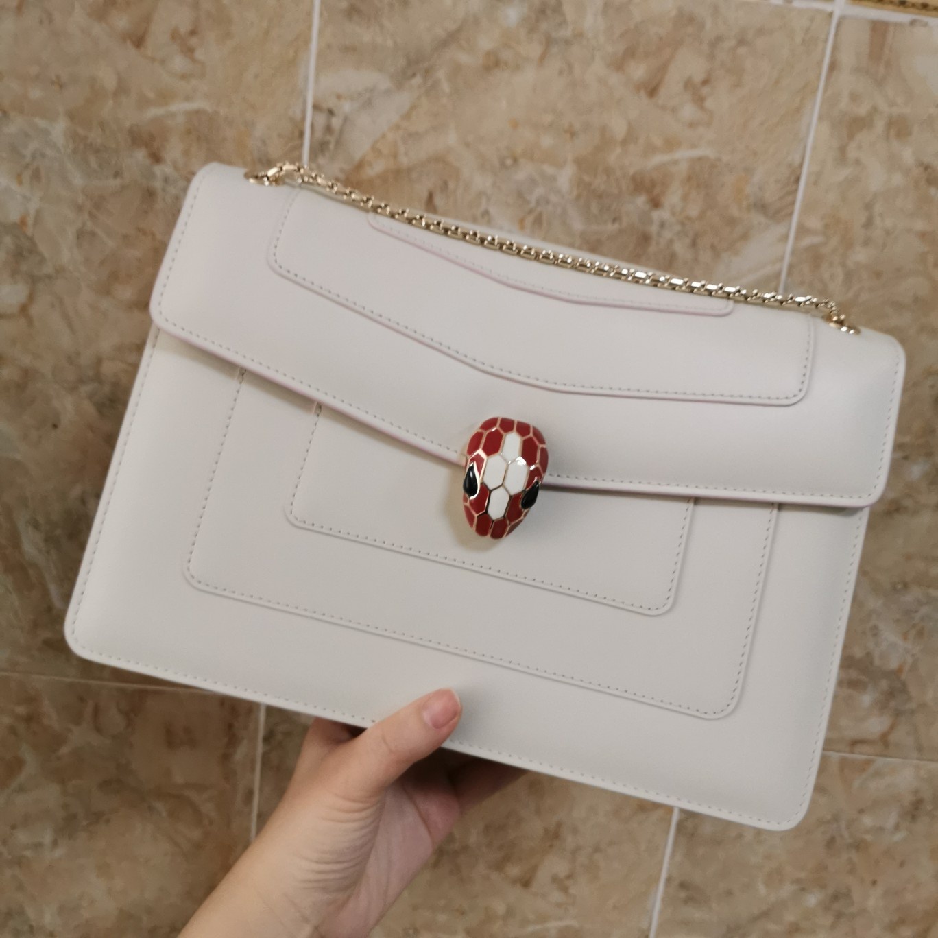 Bvlga Serpenti in Love Bag 27cm white