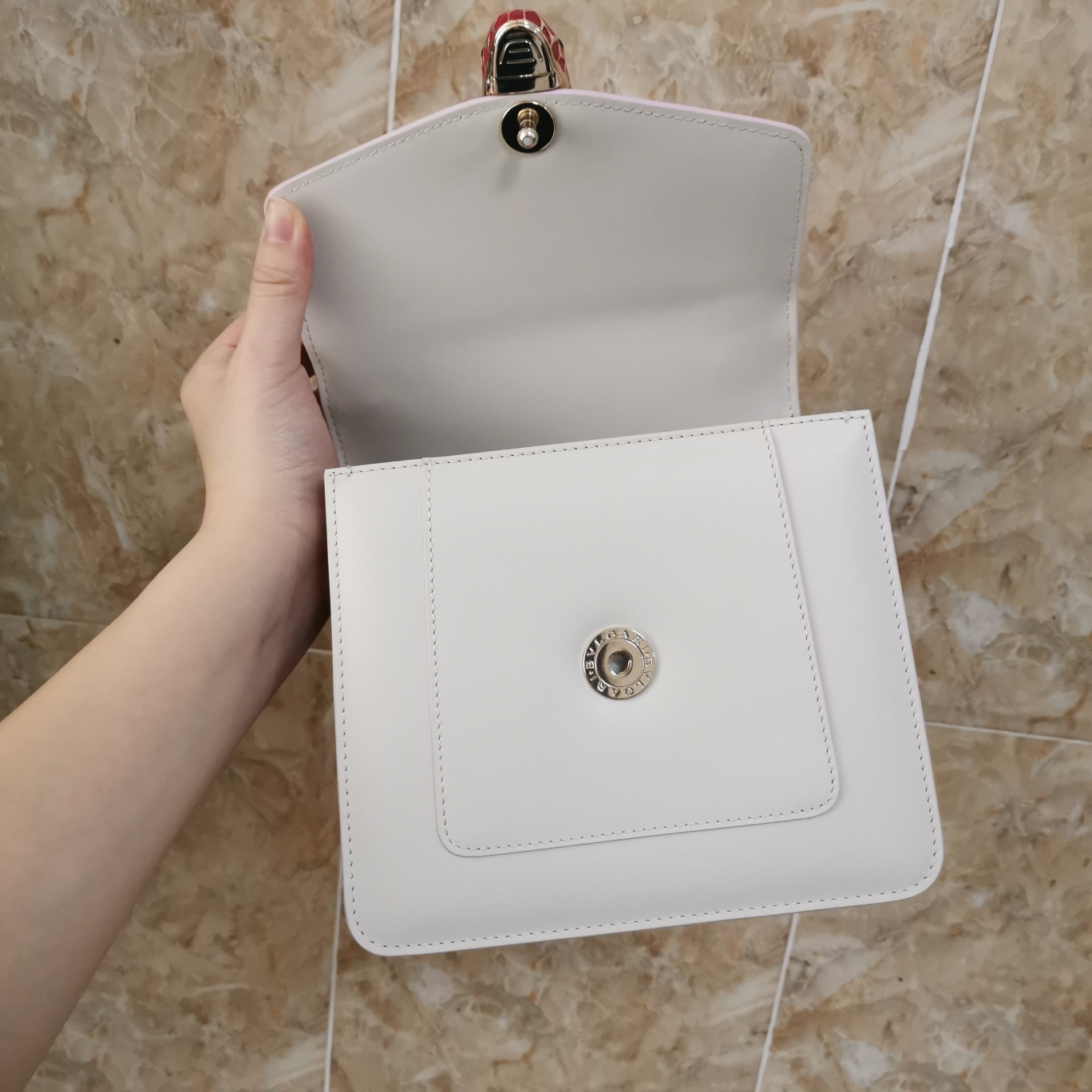 Bvlga Serpenti Forever in Love Bag 18cm white