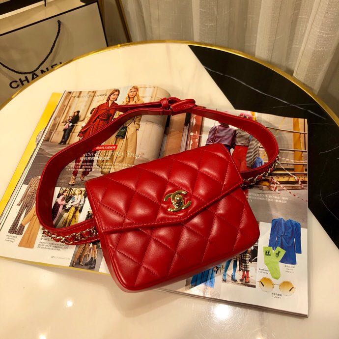 Ch**el Lambskin Waist Belt Bag 15cm