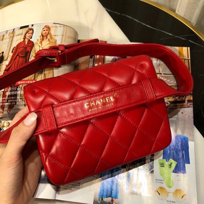 Ch**el Lambskin Waist Belt Bag 15cm