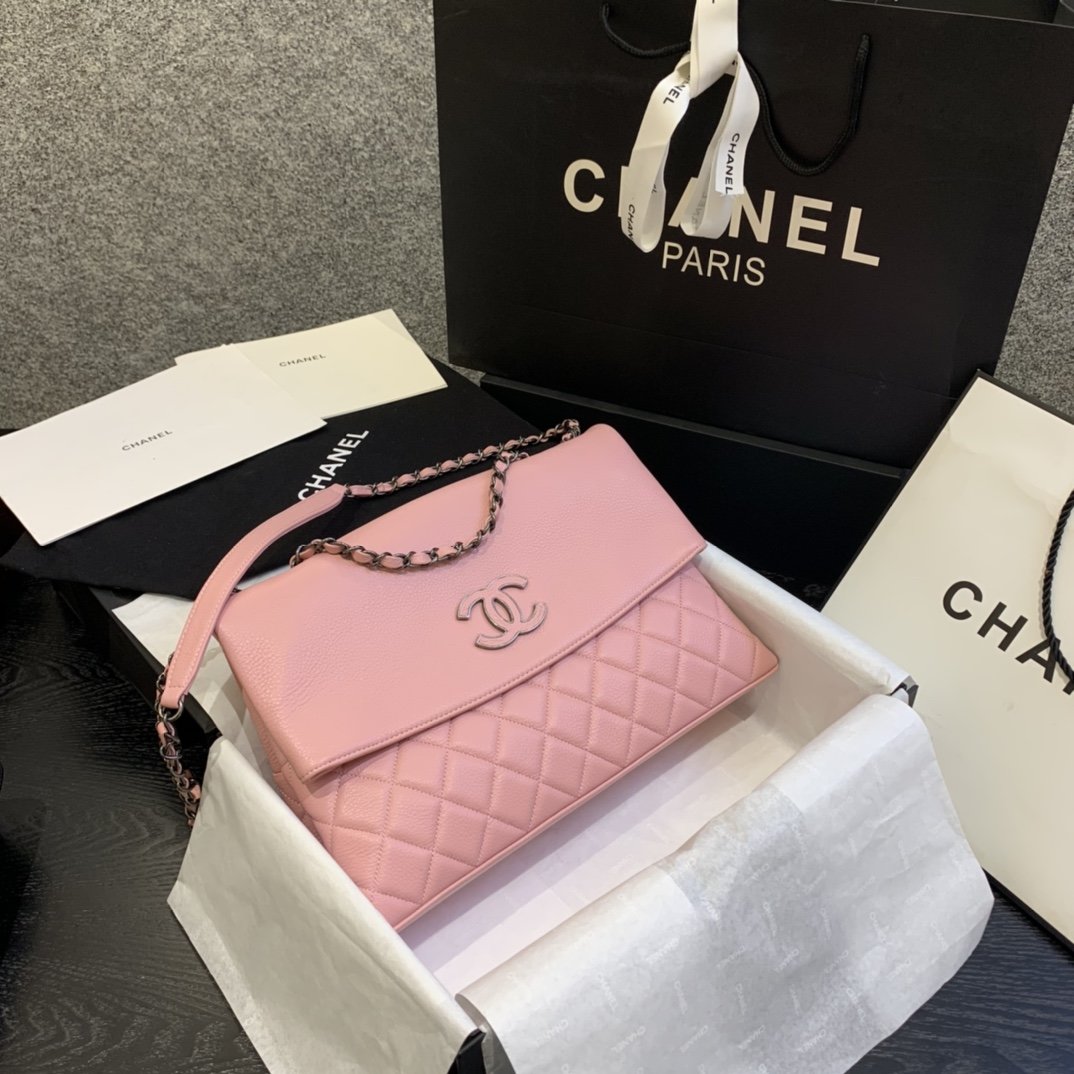 Ch**el Caviar Shoulder bag Pink 32cm