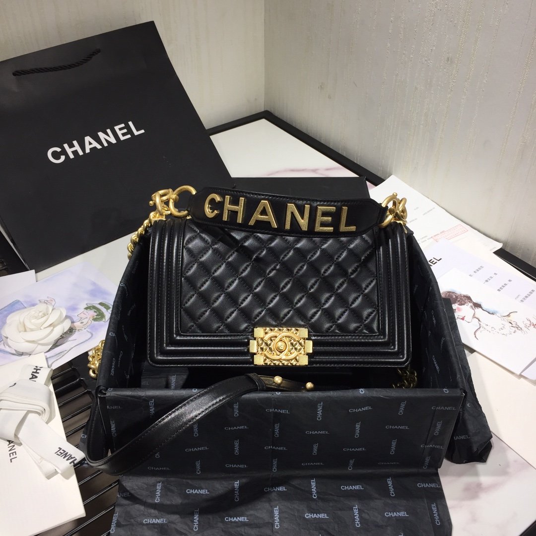 Ch**el Leboy Bag Lambskin 25cm Black