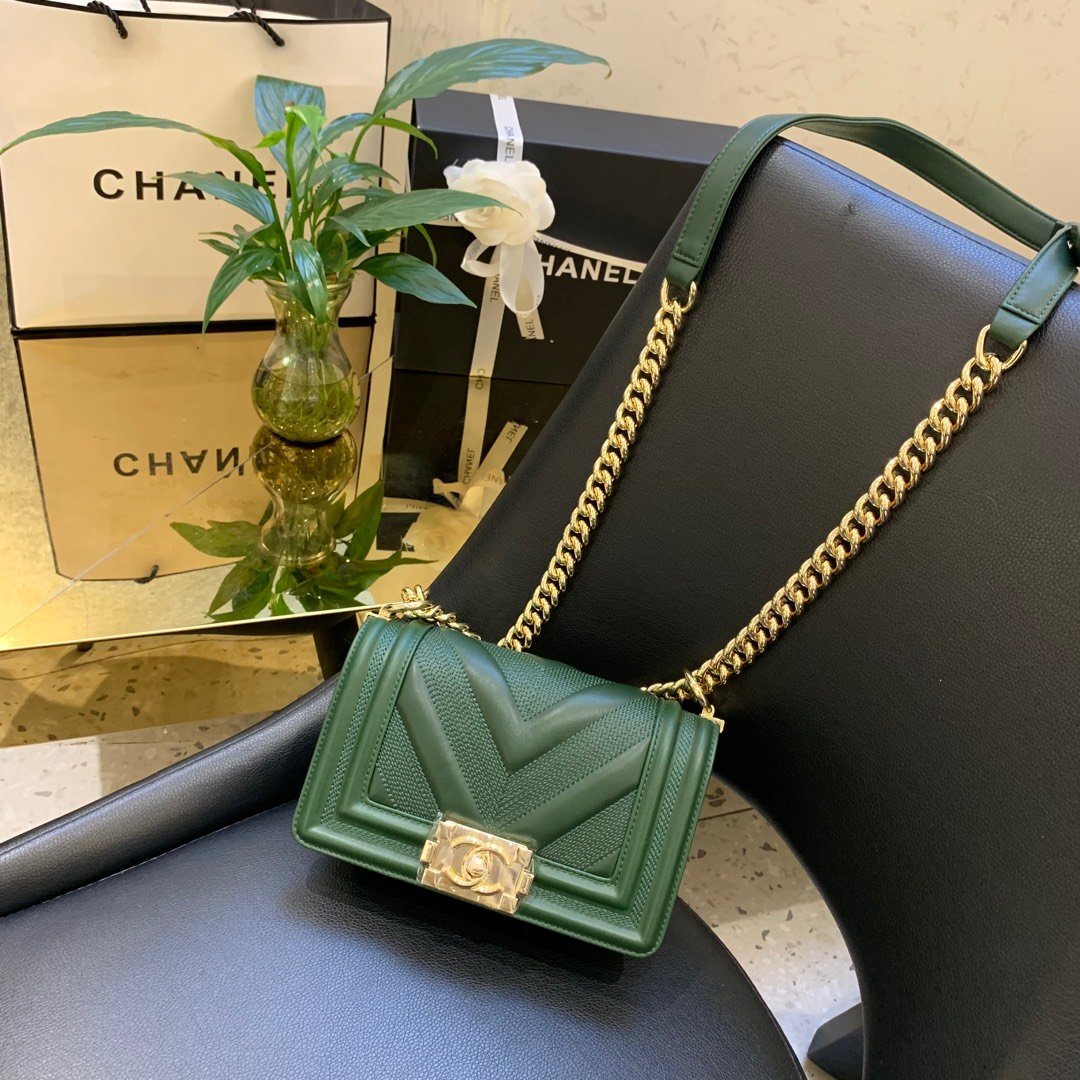 Ch**el V Boy Bag 20cm Green