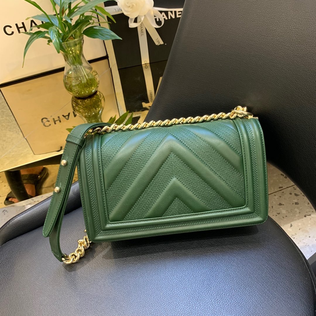 Ch**el V Boy Bag 25cm Green