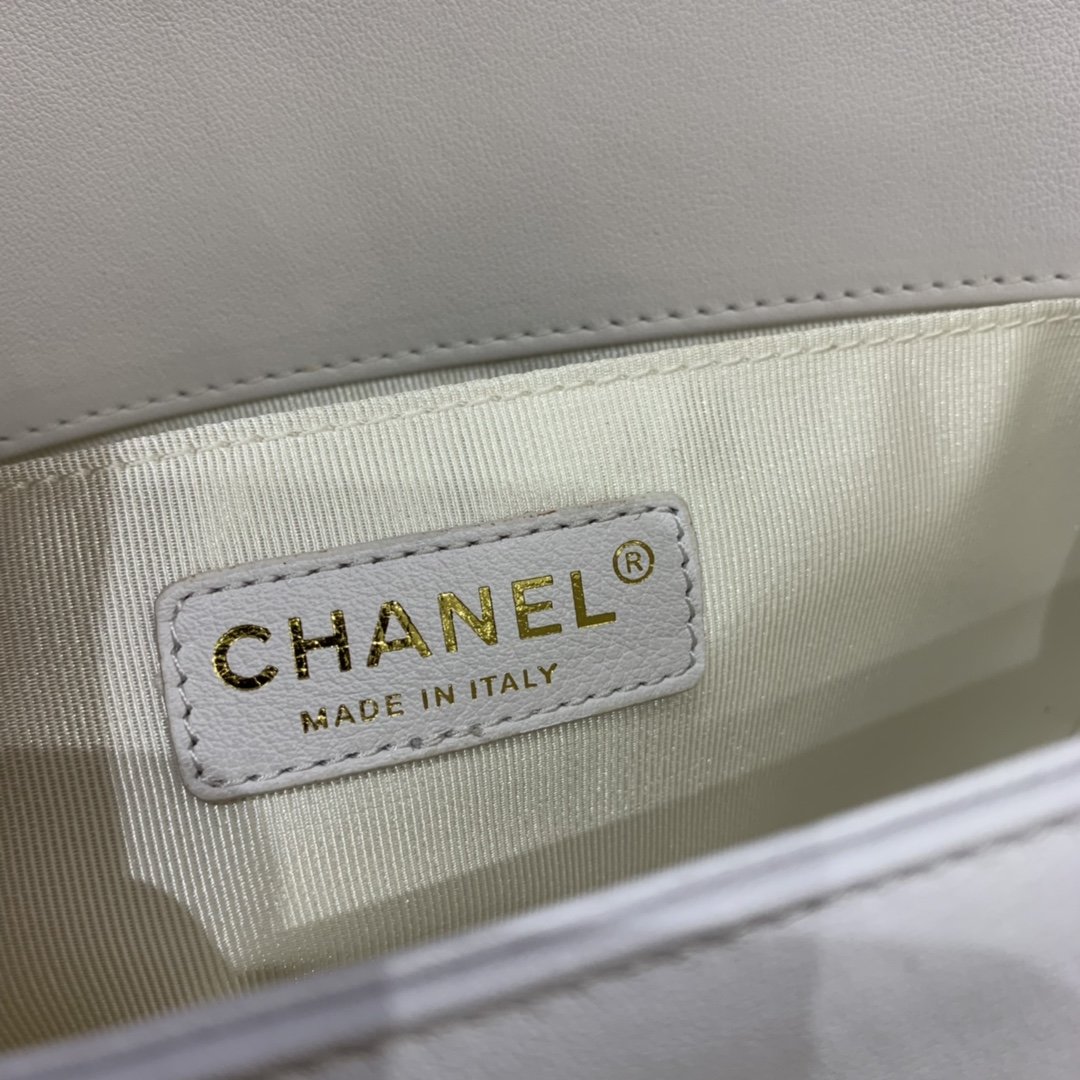 Ch**el V Boy Bag 25cm White