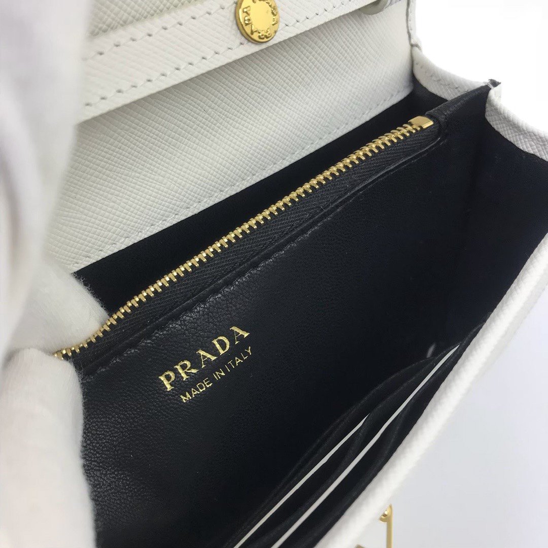 Pra*a Chain Strap Mini Bag 18CM White