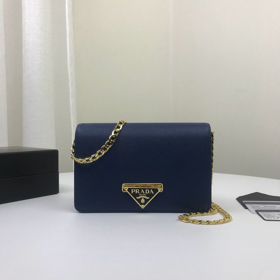 Pra*a Chain Strap Mini Bag 18CM Blue