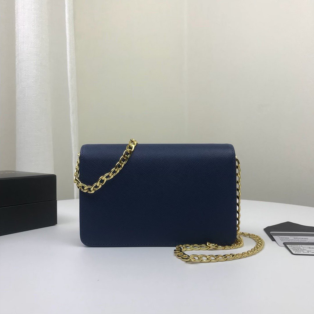 Pra*a Chain Strap Mini Bag 18CM Blue