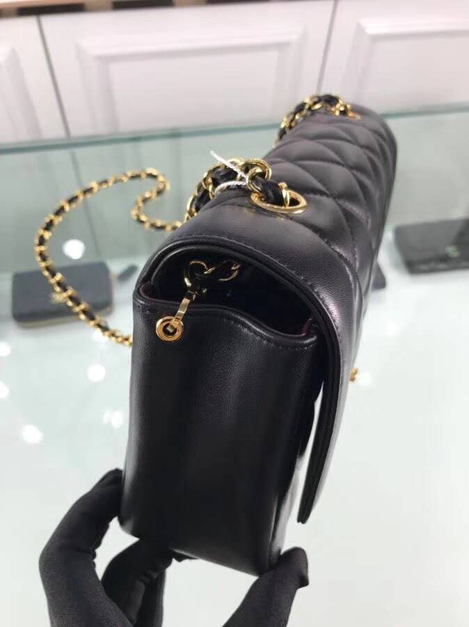 Ch**el Flap Bag 25cm Lambskin Black