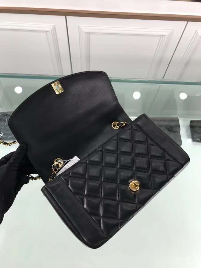 Ch**el Flap Bag 25cm Lambskin Black