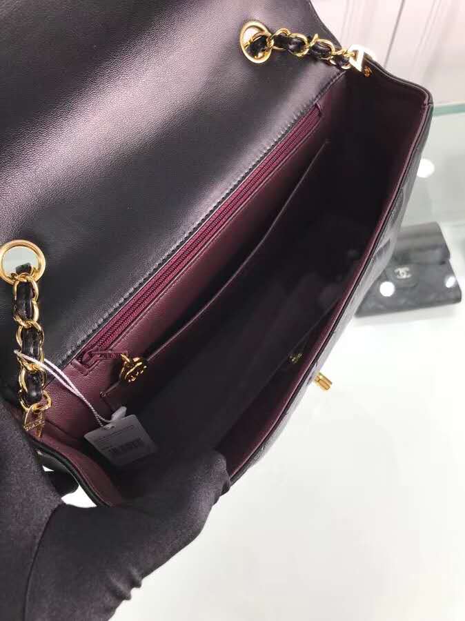 Ch**el Flap Bag 25cm Lambskin Black