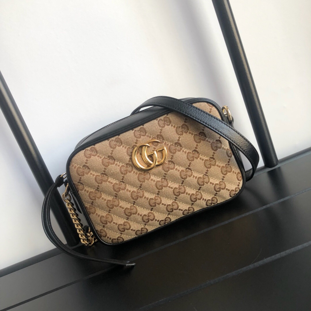 Gvc*1 Black GG Marmont Mini Bag 18cm