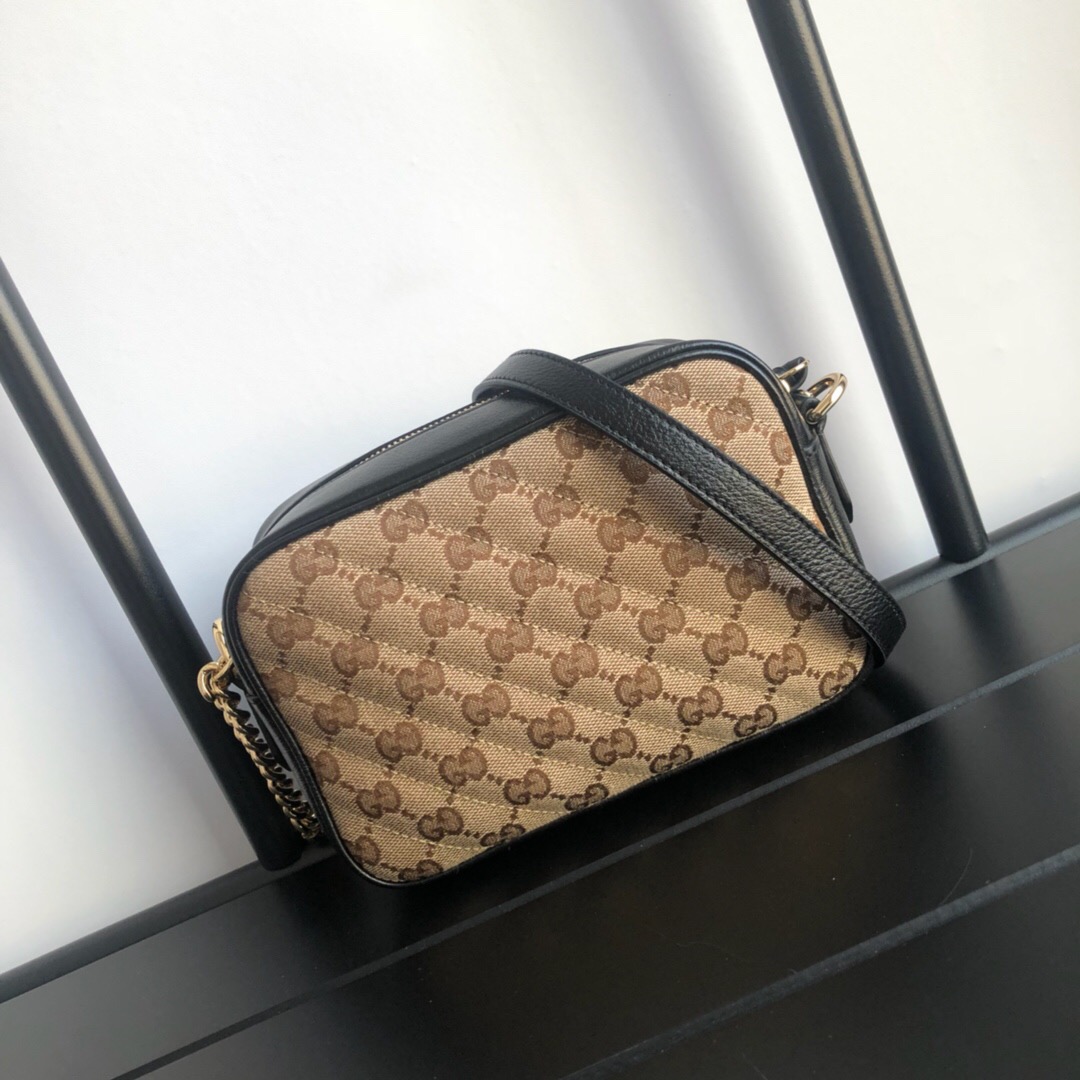 Gvc*1 Black GG Marmont Mini Bag 18cm
