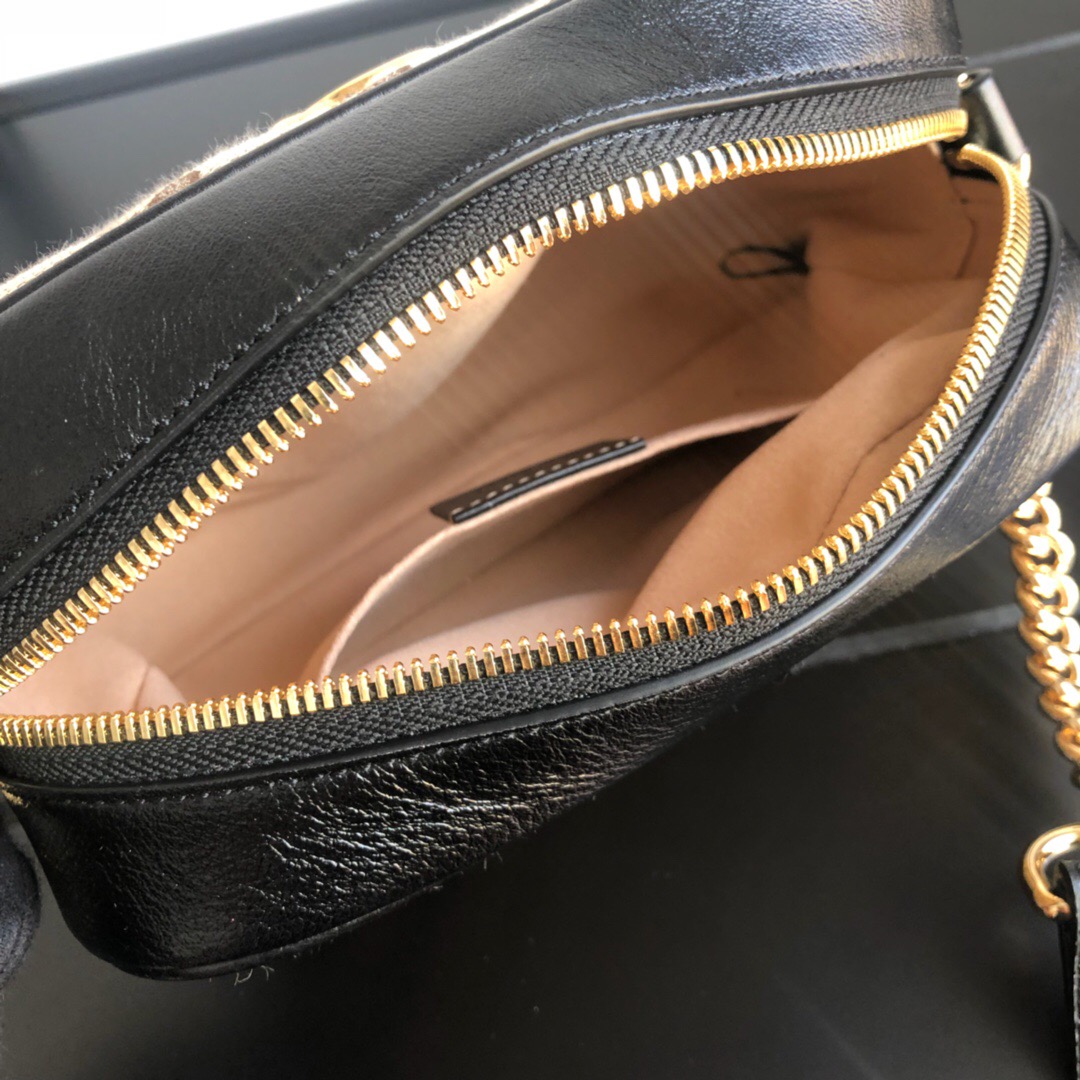 Gvc*1 Black GG Marmont Mini Bag 18cm