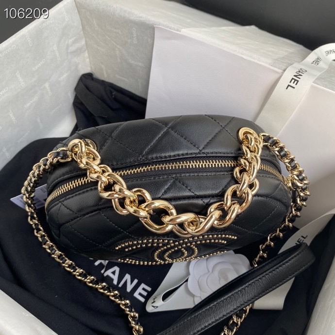 Ch**el Camera Case Lambskin Bag Black