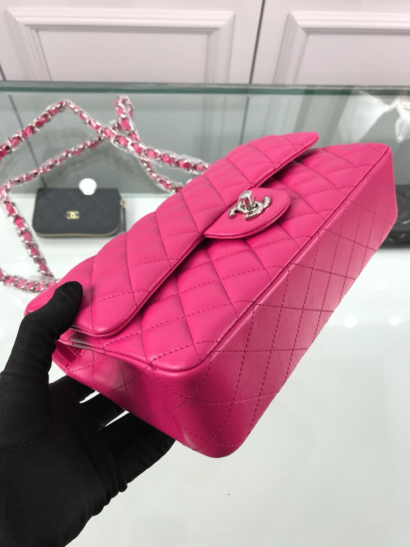 Bagsaaa Ch**el Flap Bag Lambskin Hot Pink - 25cm