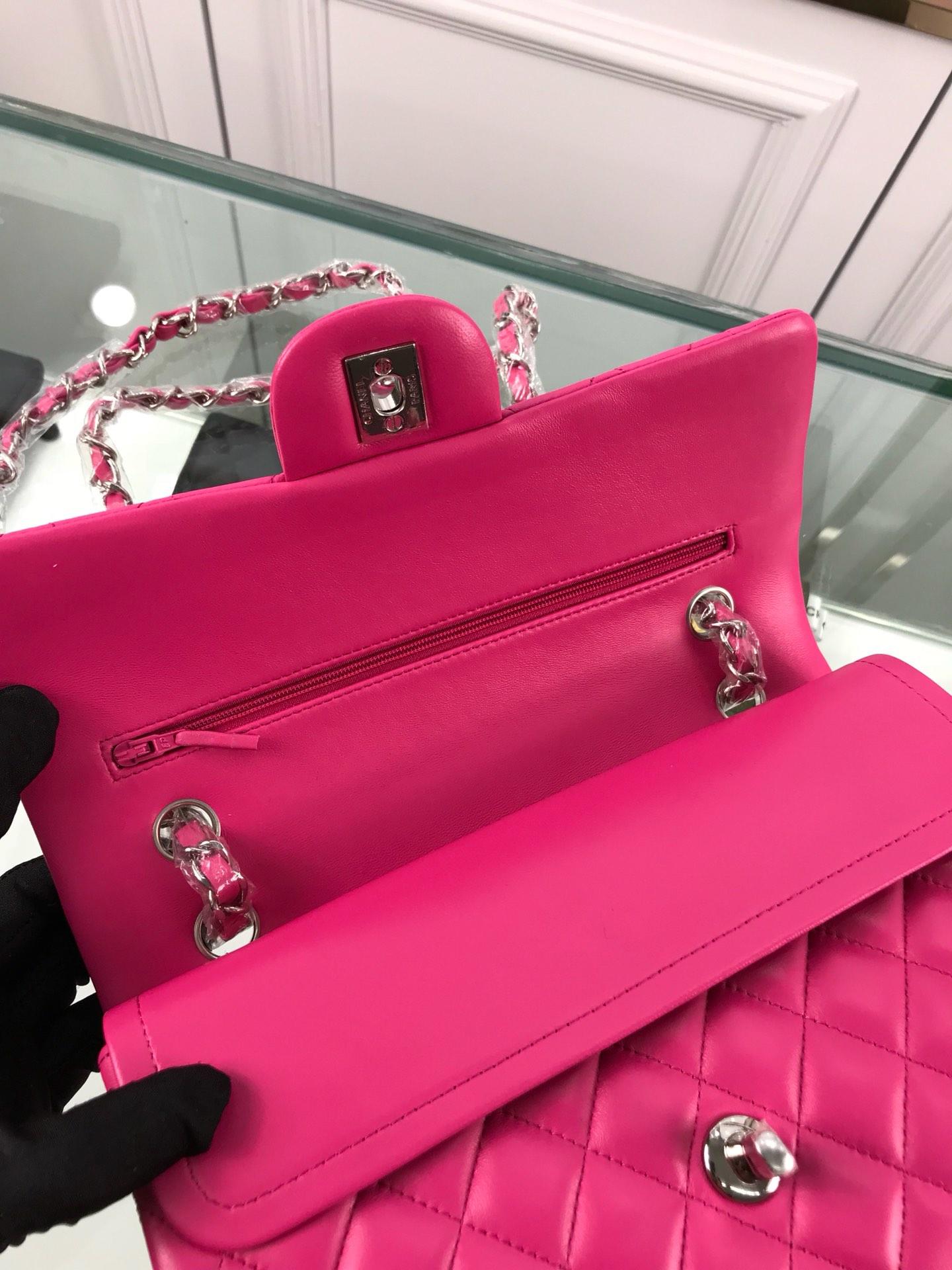 Bagsaaa Ch**el Flap Bag Lambskin Hot Pink - 25cm