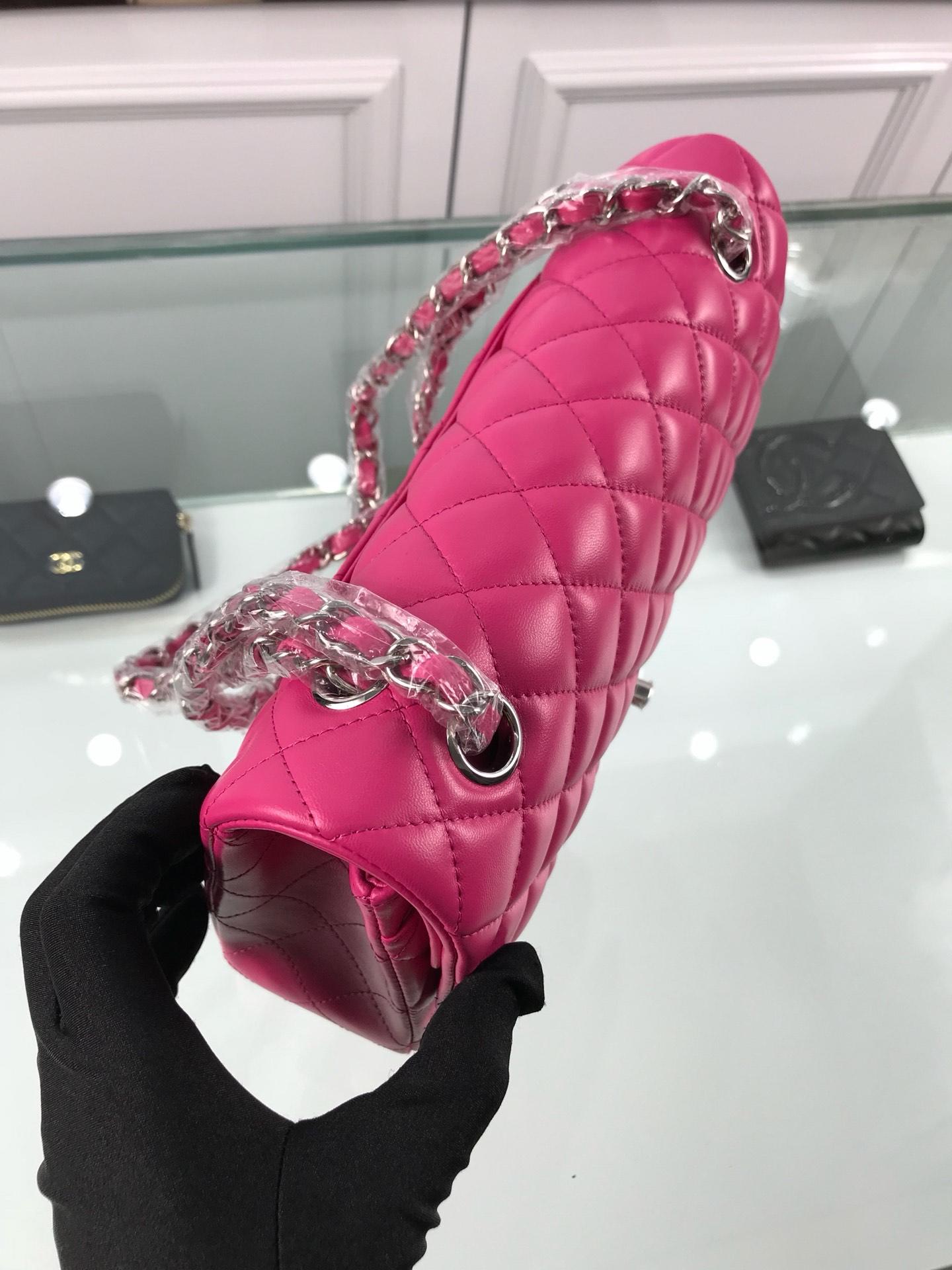 Bagsaaa Ch**el Flap Bag Lambskin Hot Pink - 25cm