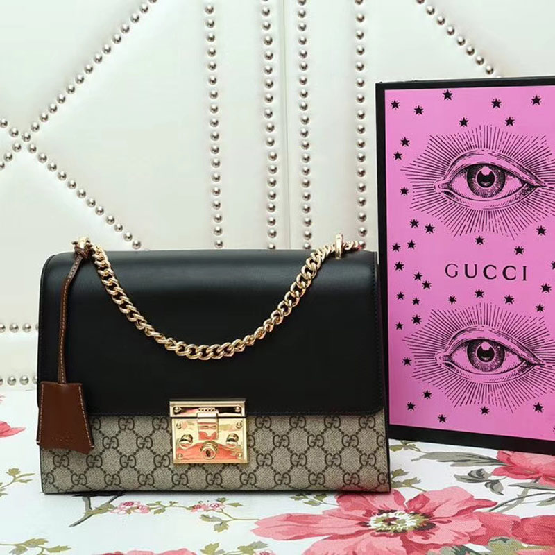 Gvc*1 Padlock medium GG shoulder bag Black