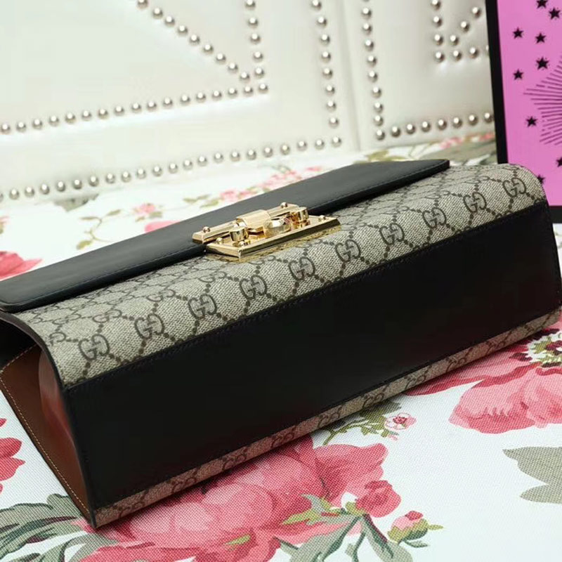 Gvc*1 Padlock medium GG shoulder bag Black
