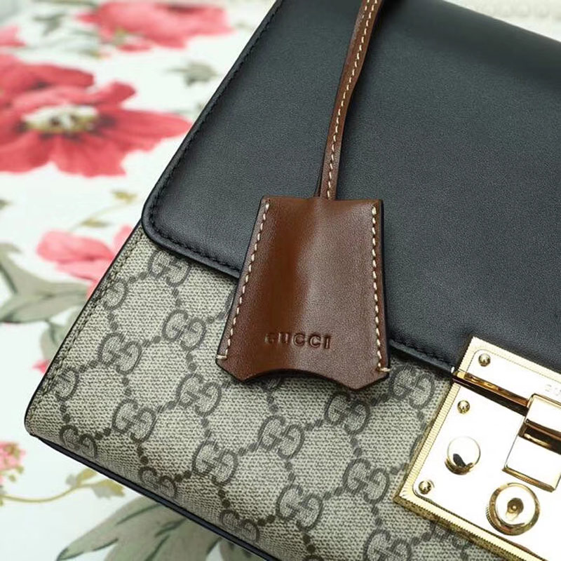 Gvc*1 Padlock medium GG shoulder bag Black