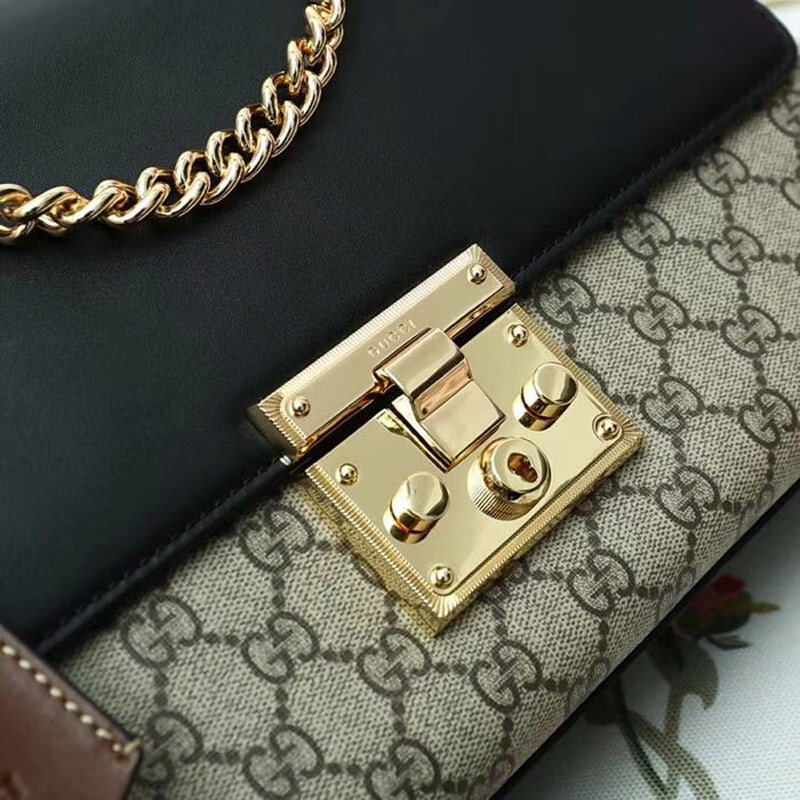 Gvc*1 Padlock medium GG shoulder bag Black