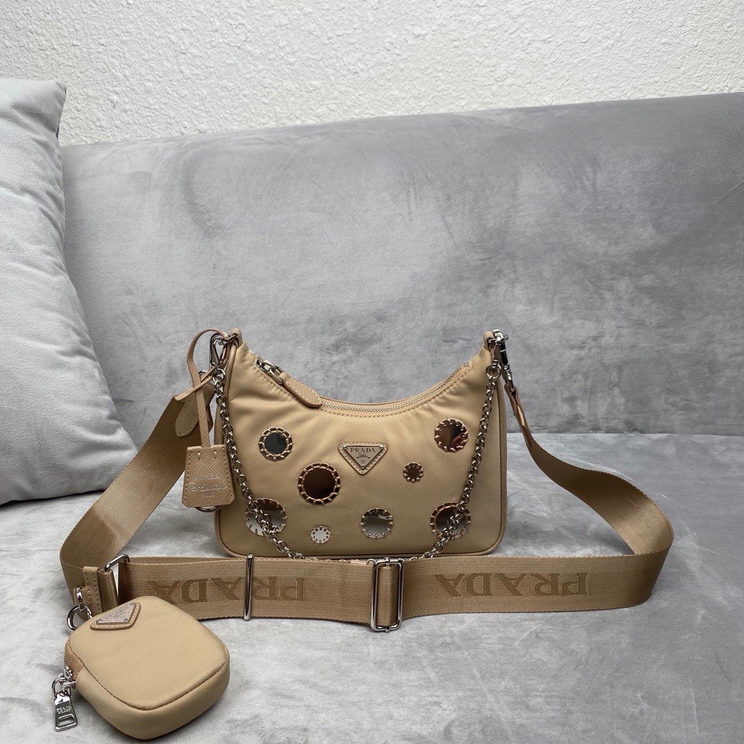 Pra*a 1BH204 Nylon Hobo Bag 22cm 003