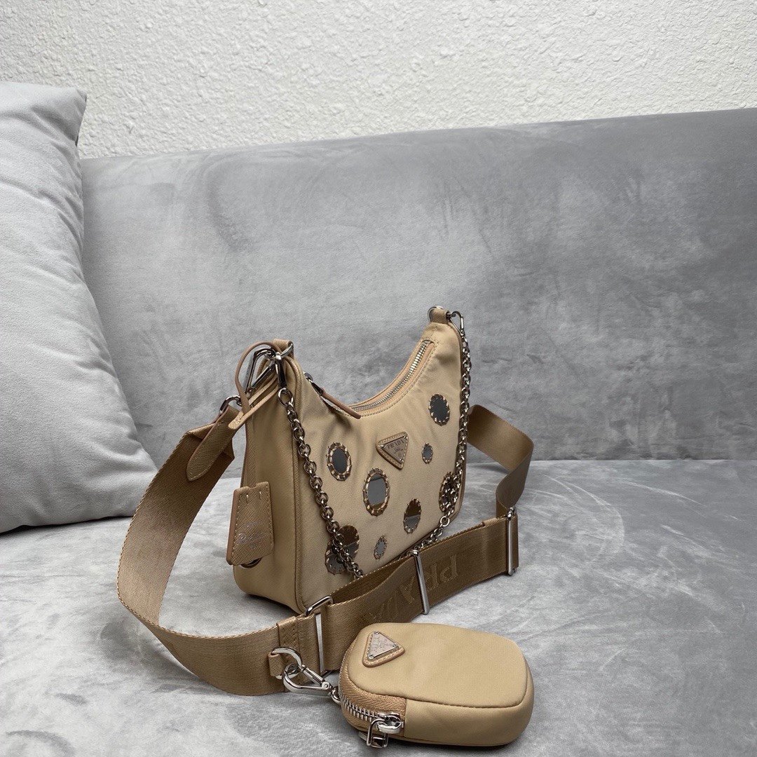 Pra*a 1BH204 Nylon Hobo Bag 22cm 003