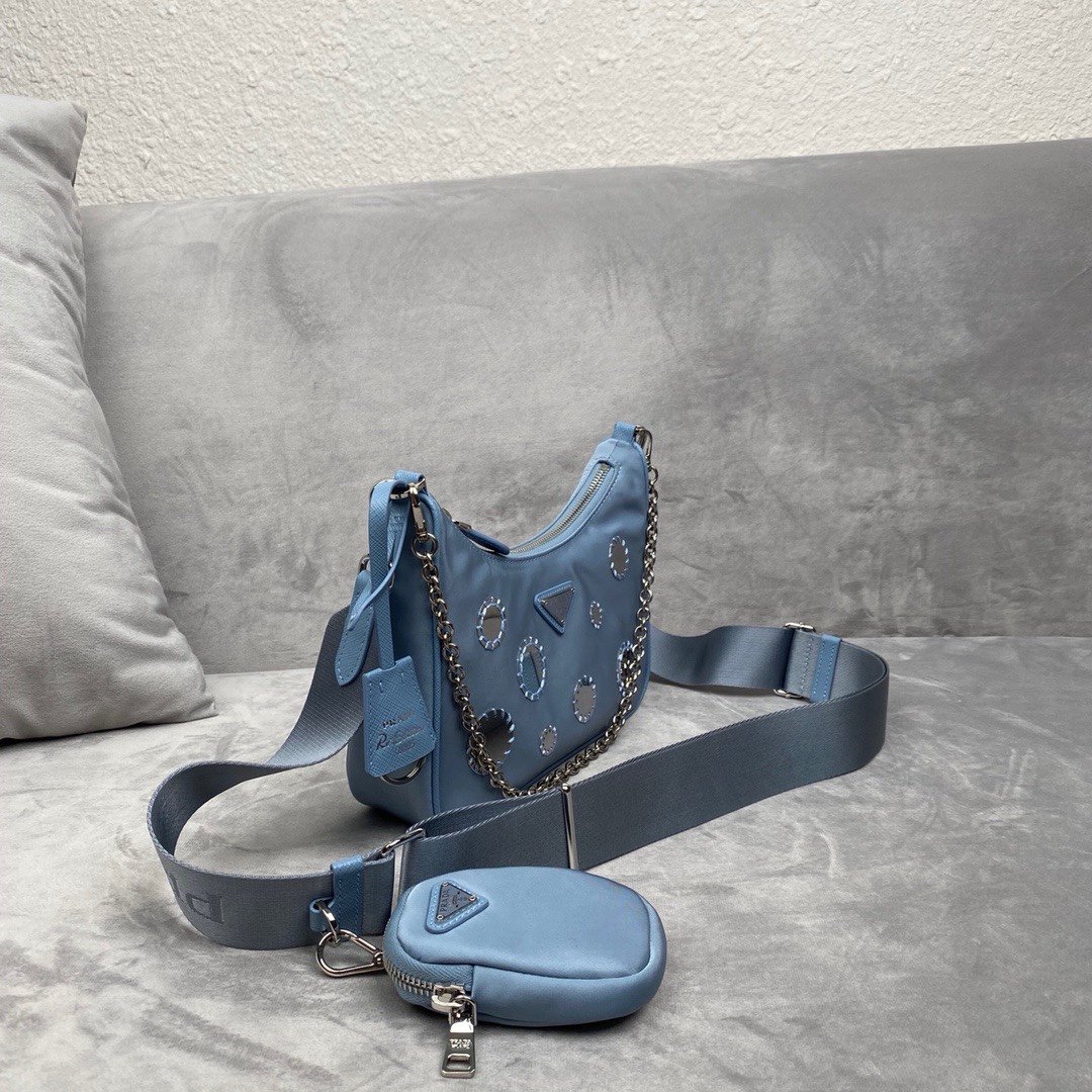 Pra*a 1BH204 Nylon Hobo Bag 22cm 004