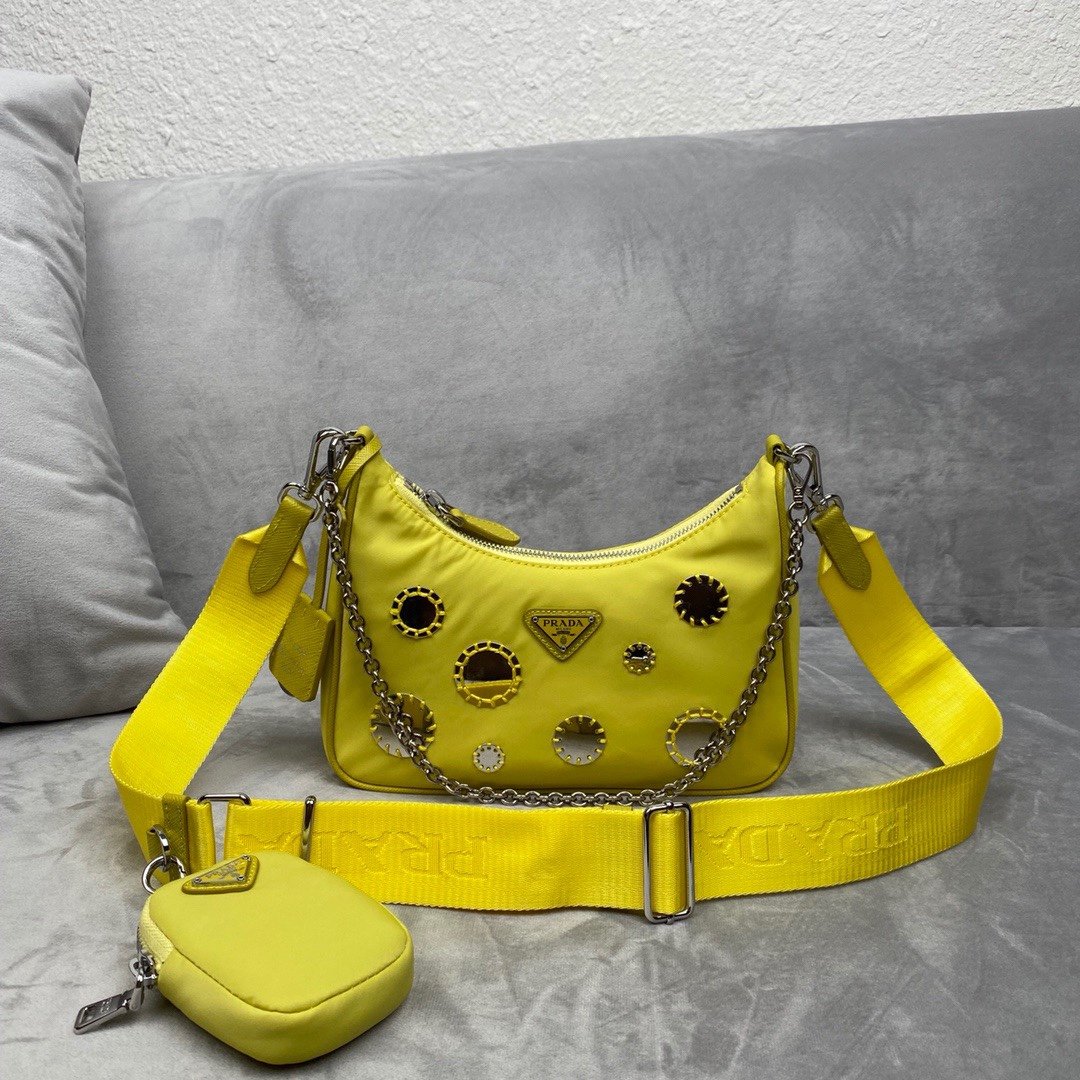 Pra*a 1BH204 Nylon Hobo Bag 22cm 005