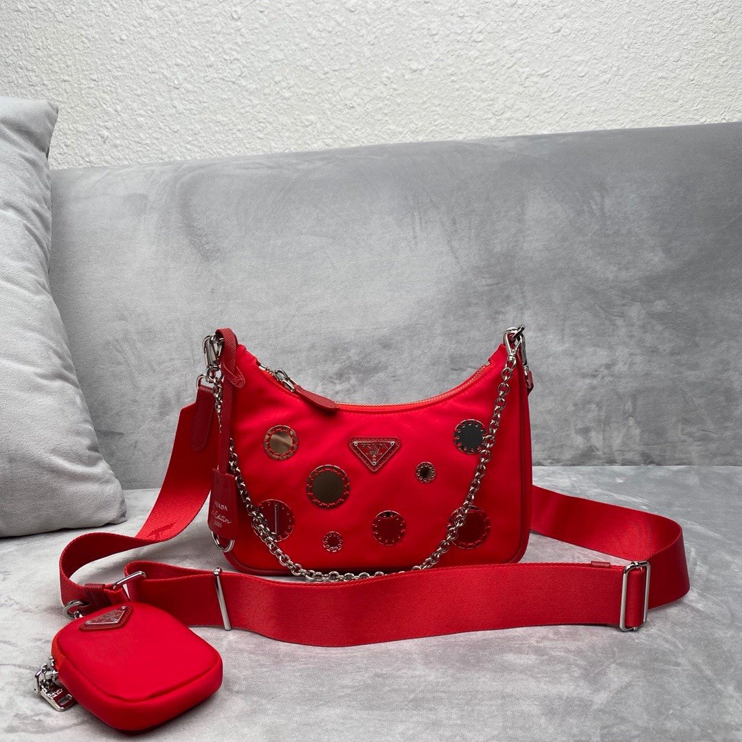 Pra*a 1BH204 Nylon Hobo Bag 22cm 006