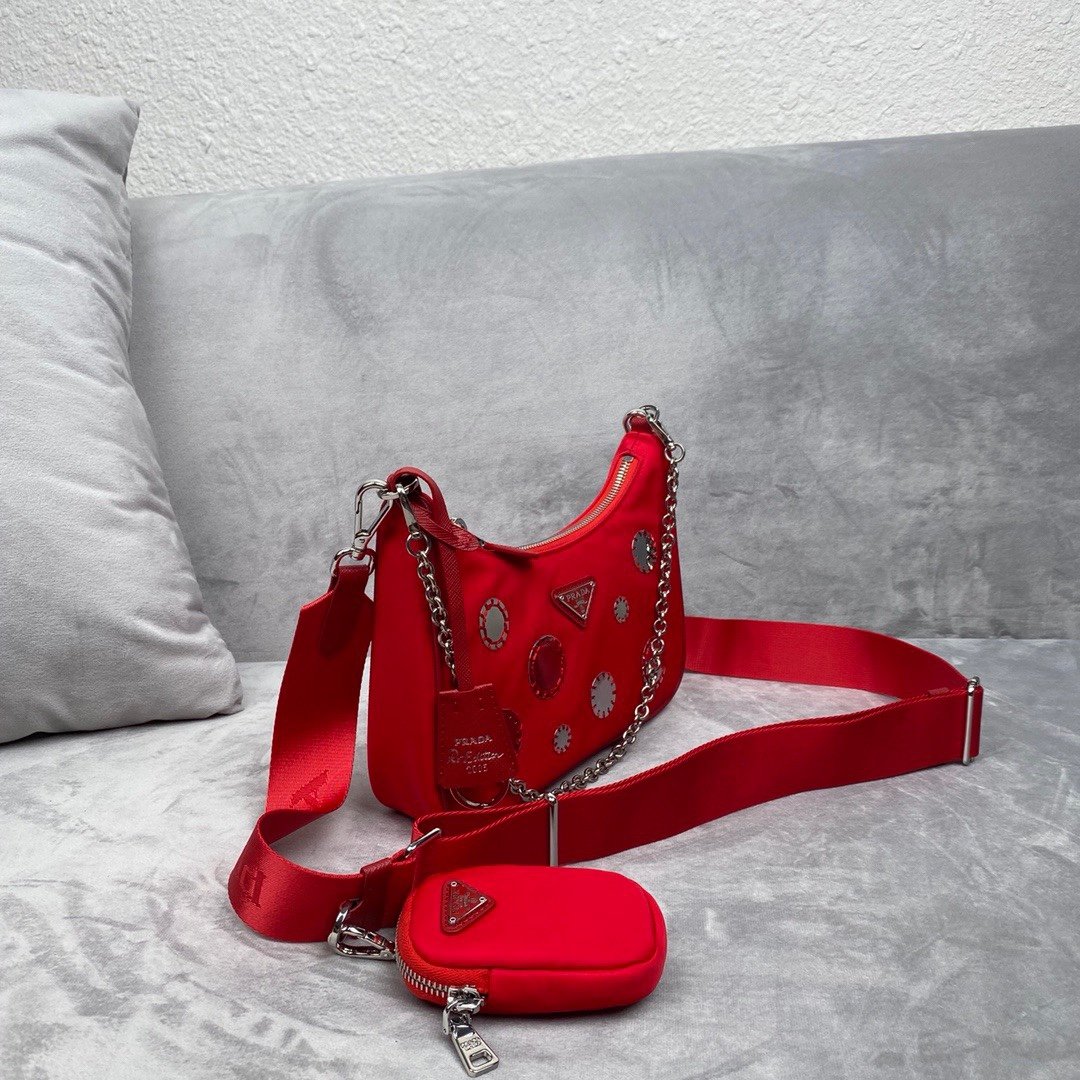 Pra*a 1BH204 Nylon Hobo Bag 22cm 006