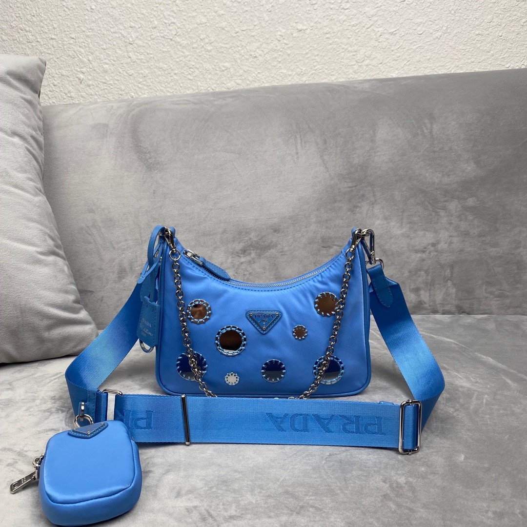 Pra*a 1BH204 Nylon Hobo Bag 22cm 007