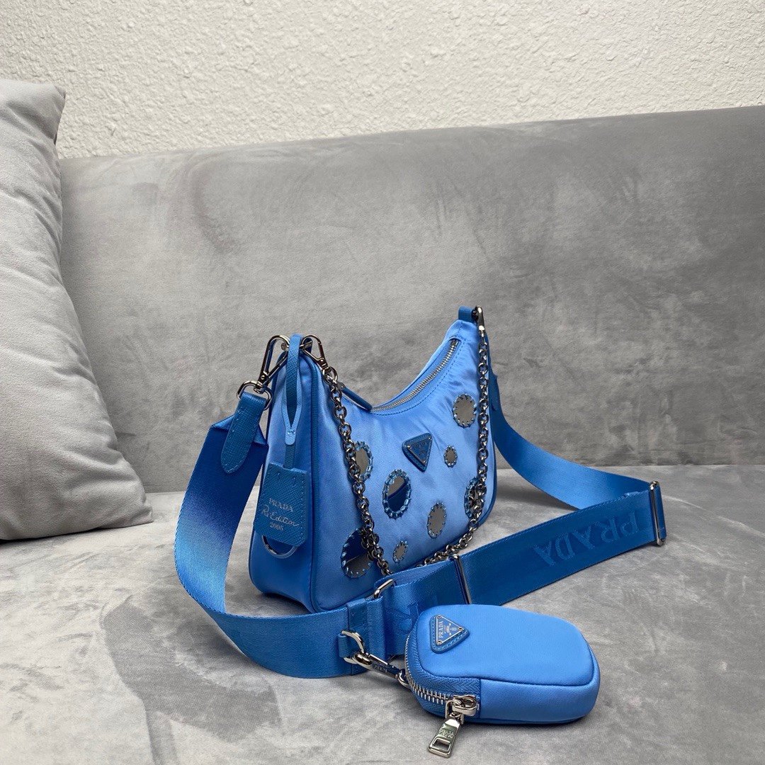 Pra*a 1BH204 Nylon Hobo Bag 22cm 007