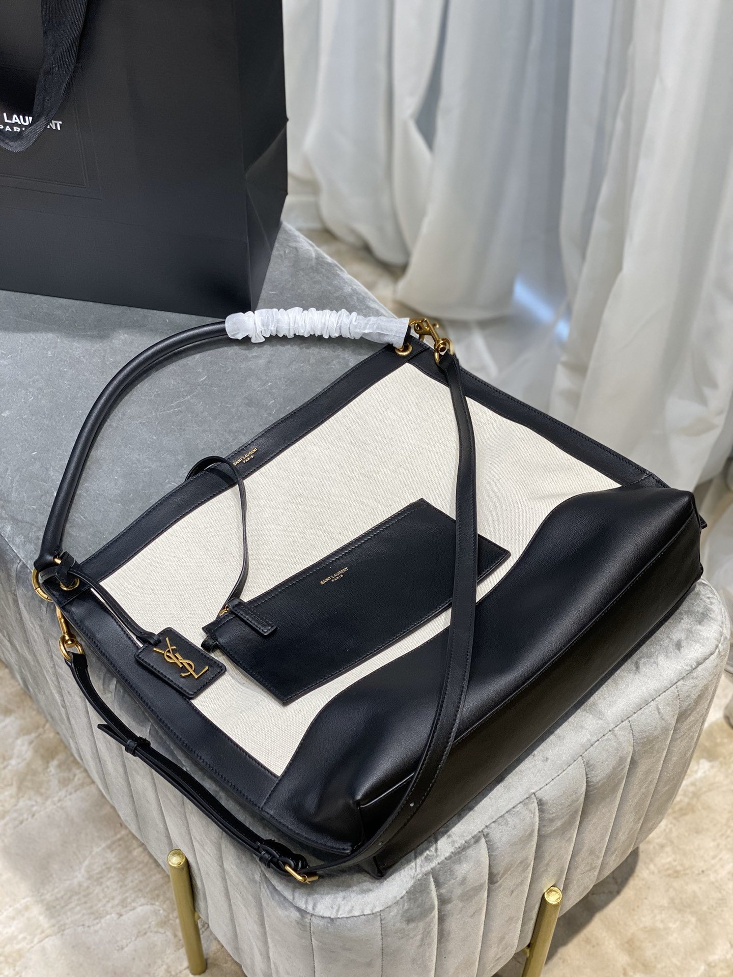 Y51 TAG hobo bag in canvas and leather