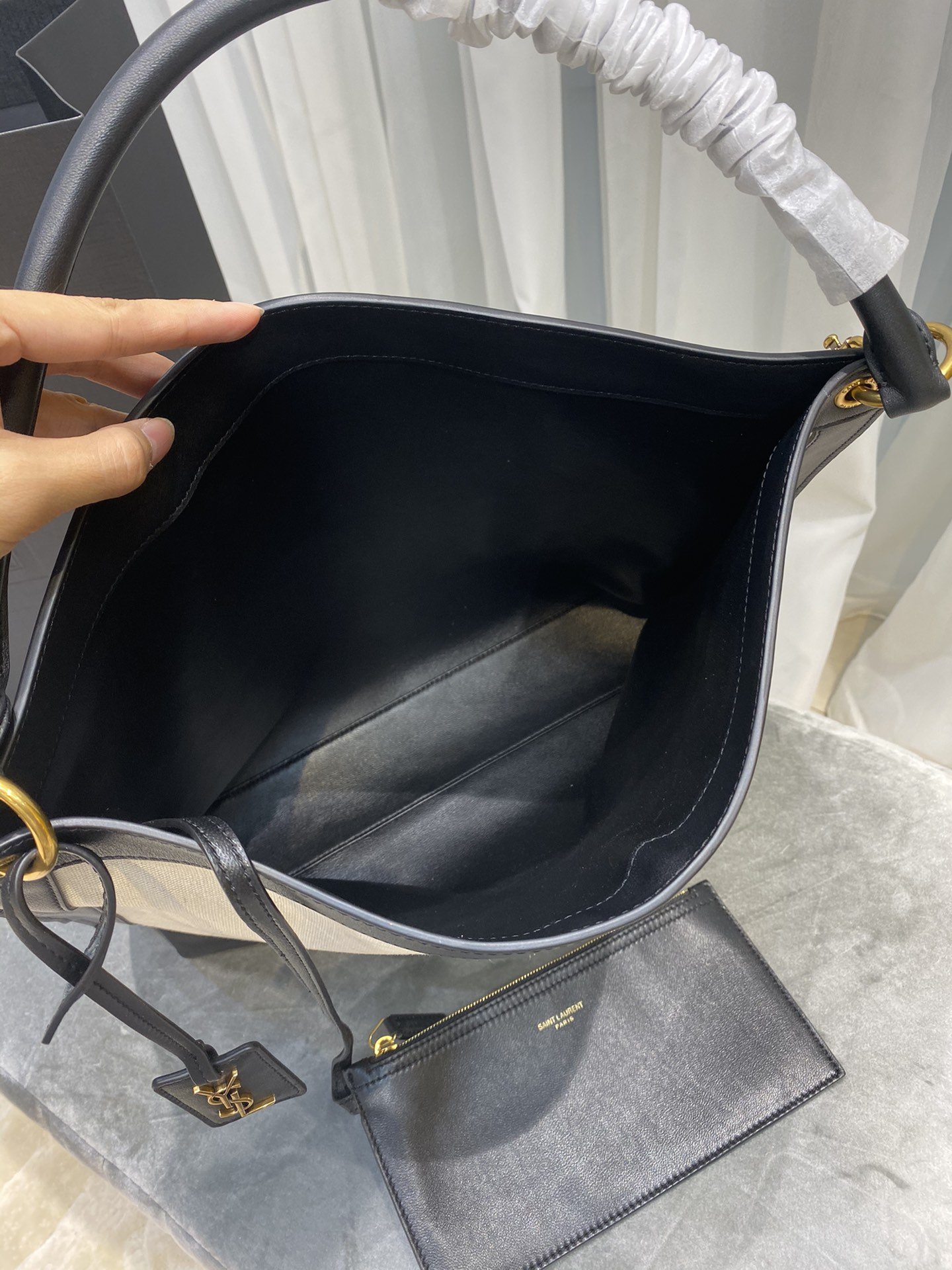 Y51 TAG hobo bag in canvas and leather
