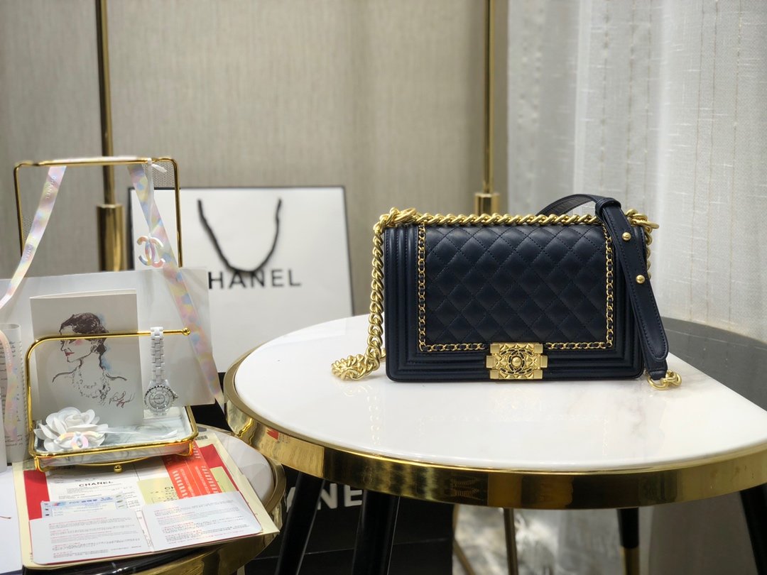 Ch**el Leboy bag 25cm Navy Blue
