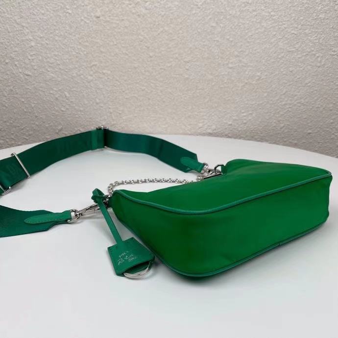 Pra*a Nylon Hobo Bag 22cm green