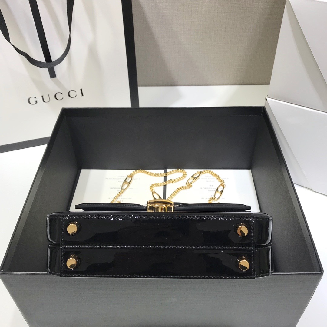 Gvc*1 Sylvie 1969 Black Patent Leather Top Handle Bag Balck