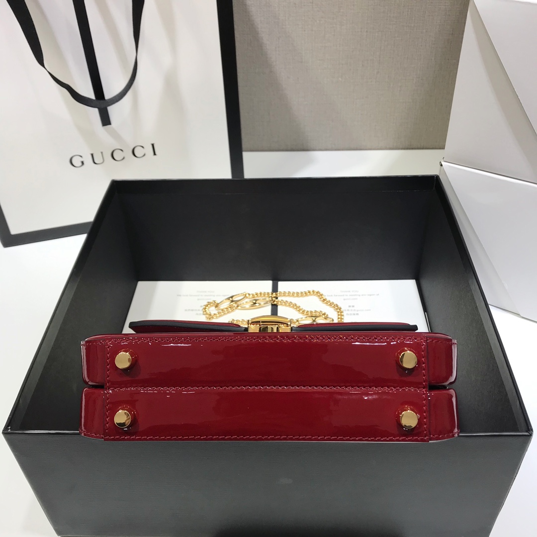 Gvc*1 Sylvie 1969 Black Patent Leather Top Handle Bag Red
