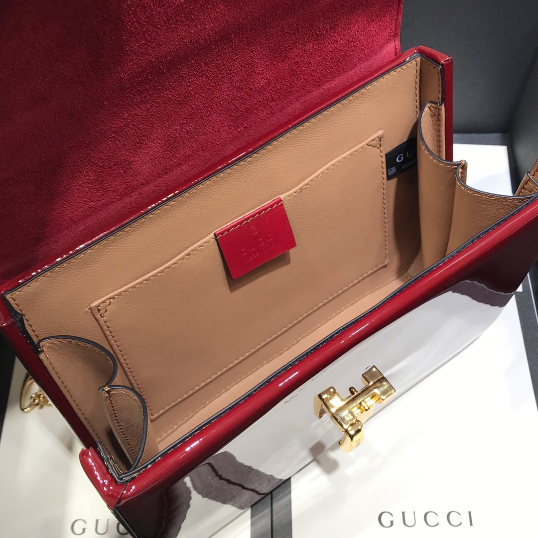 Gvc*1 Sylvie 1969 Black Patent Leather Top Handle Bag Red
