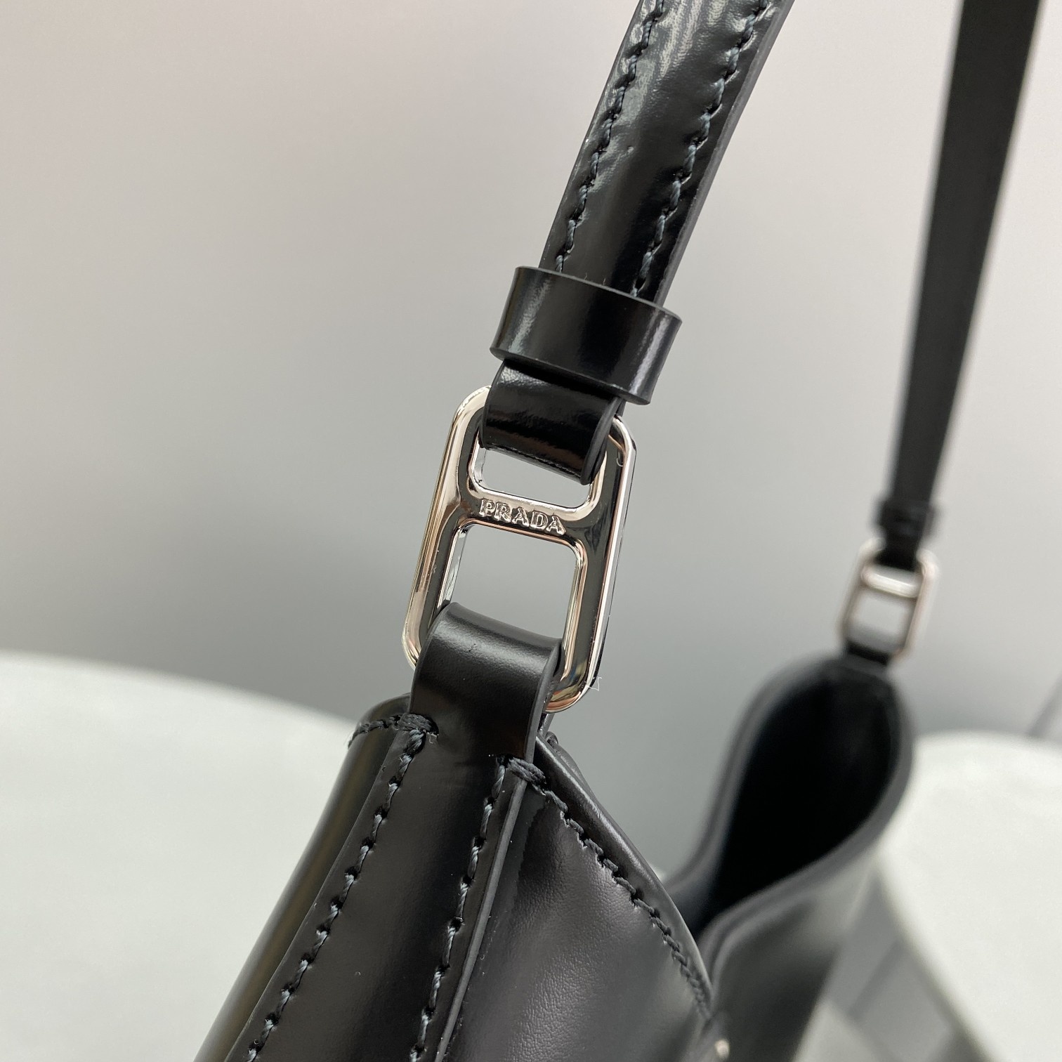 Bagsaaa Pra*a Cleo brushed leather shoulder black bag