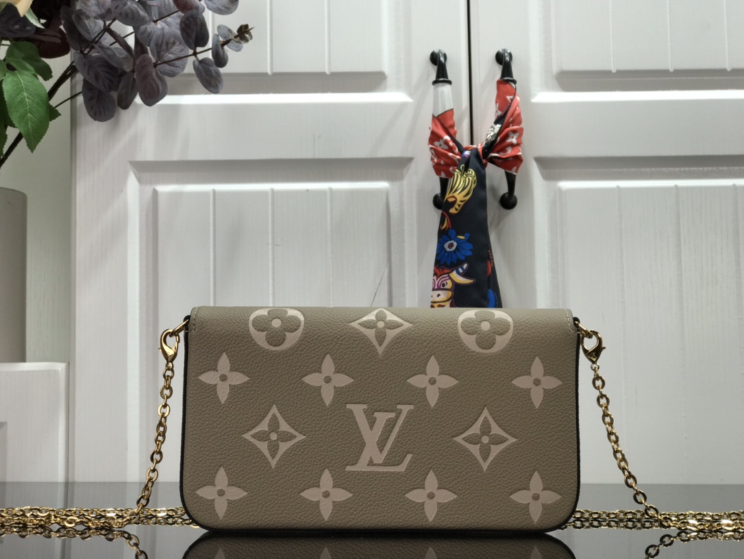 Bagsaaa L0vis Vvtt0n M82610 Félicie Pochette Gray/Cream - 21*12*3cm