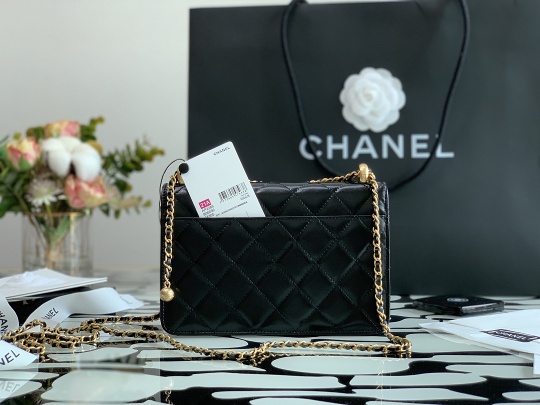 Ch**el Calfskin Wallet On Chain Woc Bag